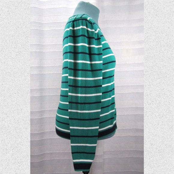 J. Crew Mercantile Peyton Cotton Mixed-Stripe Sweater in Green/Navy - L - Picture 4 of 7